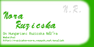 nora ruzicska business card